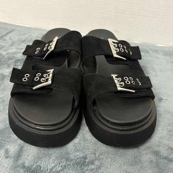 Seychelles Buckle Platform Sandals Women’s Sz 8 Black Anthropologie - Picture 5 of 8